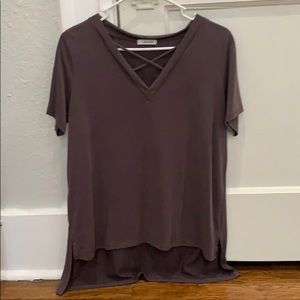 Plum criss cross top